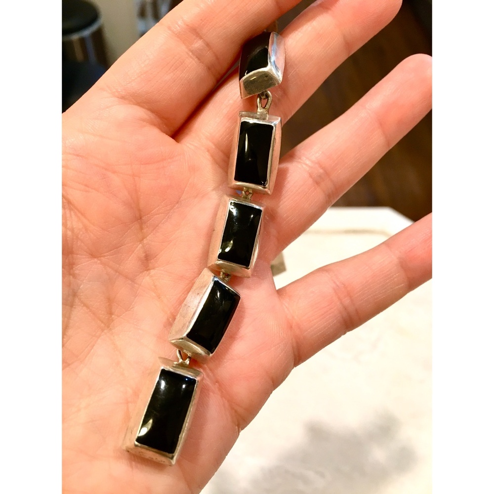 Vintage Taxco Onyx Bracelet with S 925 Silver